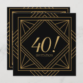 1920年代ジャズエイジのアートデコ ガッツビー 誕生日 招待状 (正面/裏面)