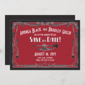 1920年代ジャズトランペット結婚式Save the Date セーブザデート (正面/裏面)