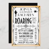 1920年代ジャズ時代のレトロアートデコパーティ招待状 招待状 (正面/裏面)