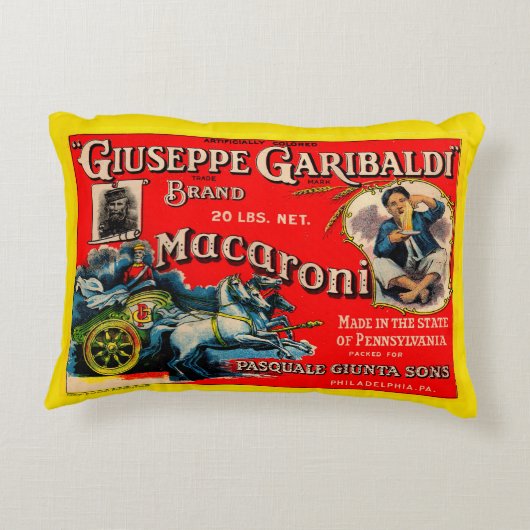 1920年代ジュゼッペ・ガリバルディマカロニレーベル アクセントクッション (裏面)