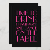 1920年代スタイルのフューシャカラー結婚式招待状 招待状 (正面/裏面)