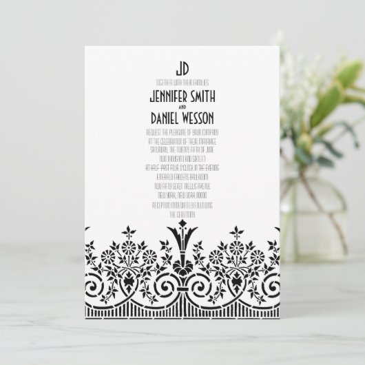 1920年代テーマ結婚式招待状テンプレート 招待状 (スタンド正面)