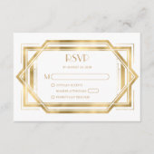 1920年代ビンテージ アールデコ調 ホワイトゴールド 結婚式 RSVP エンクロージャーカード (正面)
