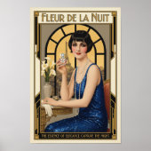 1920年代ビンテージ フルール・デ・ラ・ニュイ香水広告 ポスター (正面)