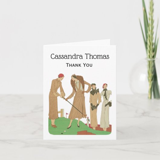 1920年代ファッションファッショナブル女子遊ゴルフ サンキューカード (正面)
