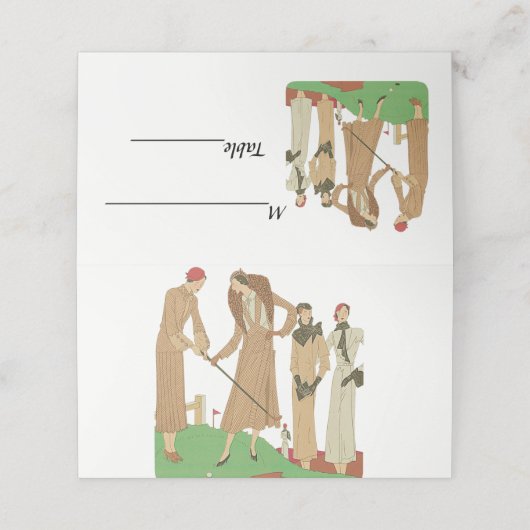 1920年代ファッションファッショナブル女子遊ゴルフ プレイスカード (外部開封)