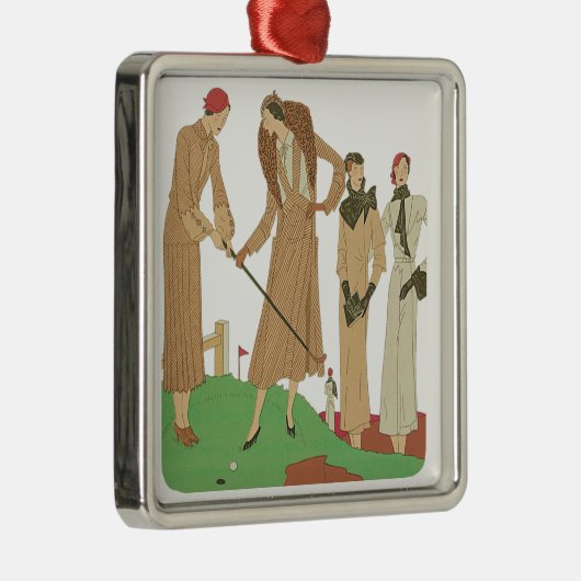 1920年代ファッションファッショナブル女子遊ゴルフ メタルオーナメント (右)