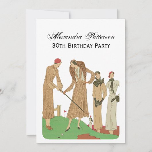 1920年代ファッションファッショナブル女子遊ゴルフ 招待状 (正面)