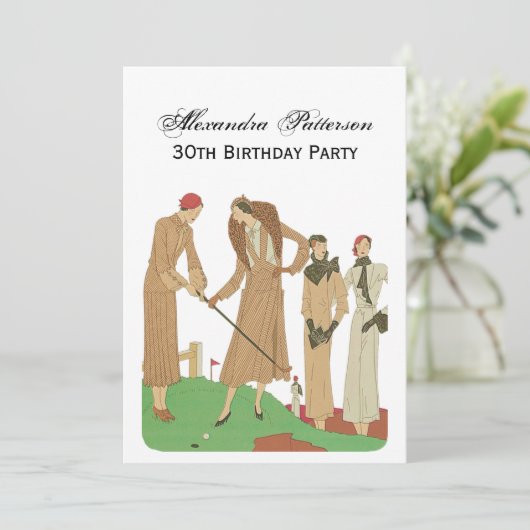 1920年代ファッションファッショナブル女子遊ゴルフ 招待状 (スタンド正面)