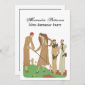 1920年代ファッションファッショナブル女子遊ゴルフ 招待状 (正面/裏面)