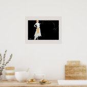 1920年代ファッションフラッパー女の子スケッチ ポスター (キッチン)