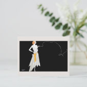 1920年代ファッションフラッパー女の子スケッチ ポストカード (スタンド正面)