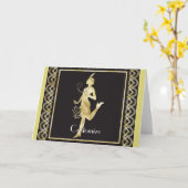 1920年代フラッパーガールサンダーコーブ カード (黄色い花)