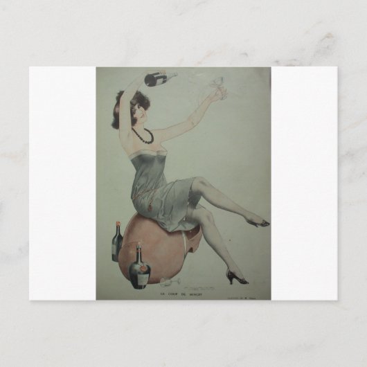 1920年代フラッパーシャンパンガール ポストカード (正面)