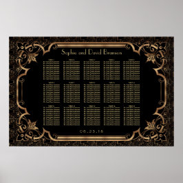 1920年代ブラックギャツビー素晴らしアールデコ座席表 ポスター