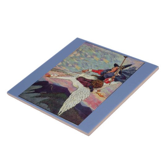 1920年代マザーグース、巨大なガチョウに乗って タイル (側面)