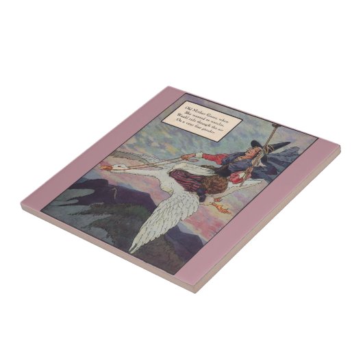 1920年代マザーグース、巨大なガチョウに乗って タイル (側面)