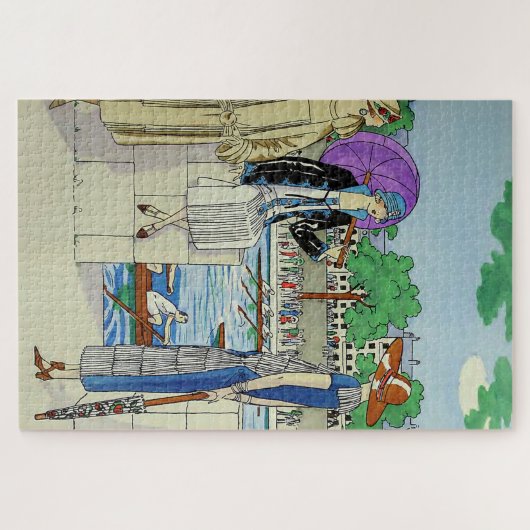 1920年代レディースアットクルーレースレガッタフランスのアールデコ ジグソーパズル (横)