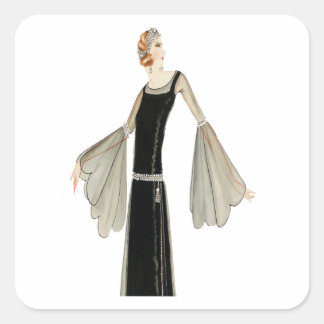 1920年代レディースファッションイラストレーション スクエアシール