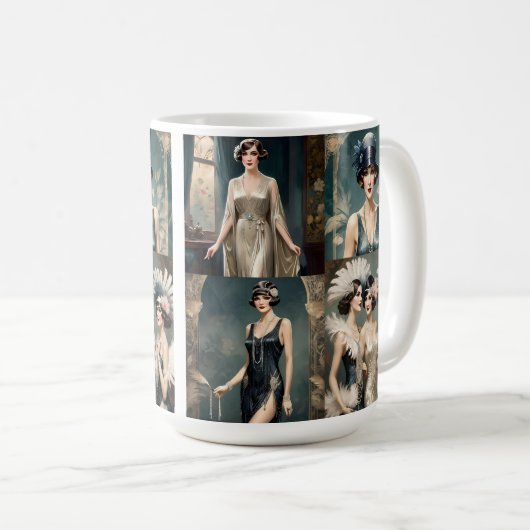 1920年代レディースファッション写真コラージュ コーヒーマグカップ (正面右)