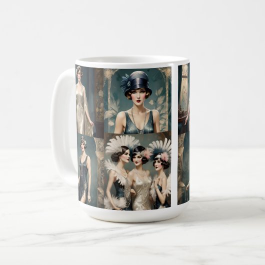 1920年代レディースファッション写真コラージュ コーヒーマグカップ (正面左)