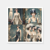 1920年代レディースファッション写真コラージュ スタンダードカクテルナプキン (正面)