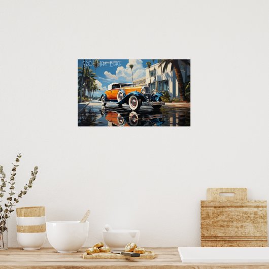 1920年代ロードスターbyマイアミビーチのバンガロービーチ ポスター (キッチン)
