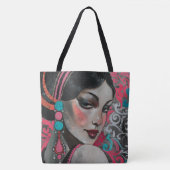 1920年代ヴィンテージかわいらし女性 トートバッグ (正面)