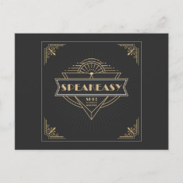 1920年代ヴィンテージアールデコフラッパスピーカーパーティー インビテーションポストカード