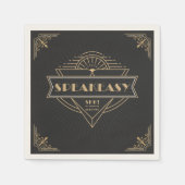 1920年代ヴィンテージアールデコFlapper Speakeasyパーティー スタンダードカクテルナプキン (正面)