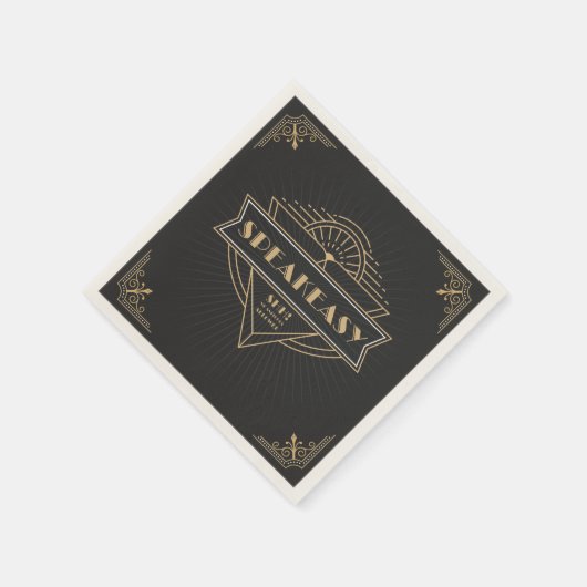 1920年代ヴィンテージアールデコFlapper Speakeasyパーティー スタンダードカクテルナプキン (角)
