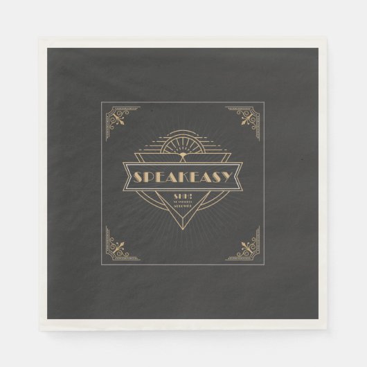 1920年代ヴィンテージアールデコFlapper Speakeasyパーティー スタンダードランチョンナプキン (正面)
