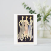 1920年代ヴィンテージファッションガウンの夕べスケッチ ポストカード (スタンド正面)