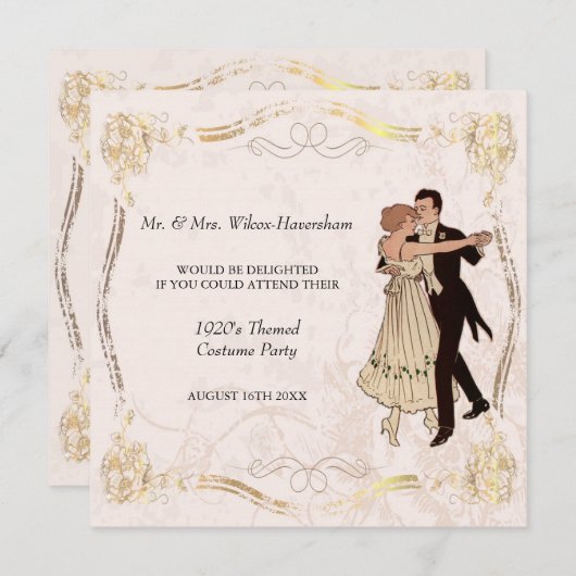 1920年代ヴィンテージ衣装パーティの招待状 招待状 (正面/裏面)