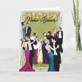 1920年代ヴィンテージ フラッパー アールデコ 新年パーティー シーズンカード
