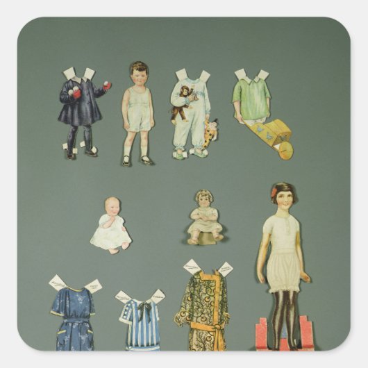 1920年代後半から1930年代初頭までの人形と服を切り取る スクエアシール (正面)
