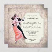 1920年代結婚式招待状ヴィンテージ踊りカップル 招待状 (正面/裏面)