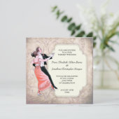 1920年代結婚式招待状ヴィンテージ踊りカップル 招待状 (スタンド正面)