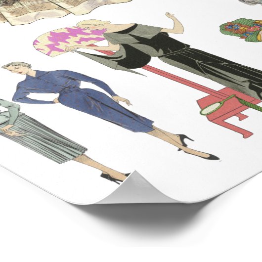 1920年代1930年代のファッションモデル服フラッパー女の子 ポスター (角)