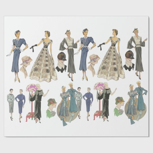 1920年代1930年代フラッパー女の子のファッションモデルヴィンテージ ラッピングペーパー (フラット)
