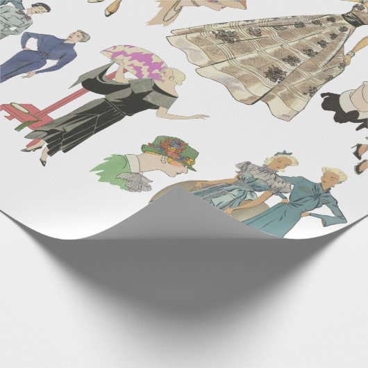 1920年代1930年代フラッパー女の子のファッションモデルヴィンテージ ラッピングペーパー (角)