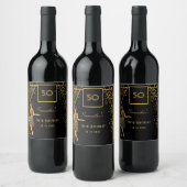1920年代50th Birthday party black 金ゴールド art deco ワインラベル (ボトル)