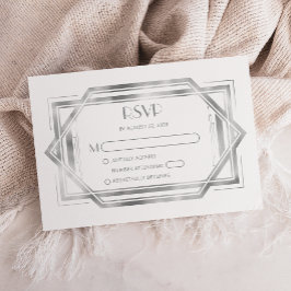 1920年代 アールデコ調 白 シルバー 結婚式 RSVP エンクロージャーカード