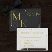 1920年代 アールデコ ブラックゴールド 結婚式 RSVP カード