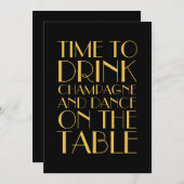 1920年代 ゴールド 誕生日 招待状 (正面/裏面)