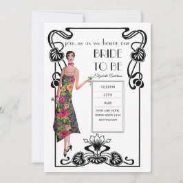 1920年代 フラッパー アートデコ ガツビー ブライズシャワー 招待状