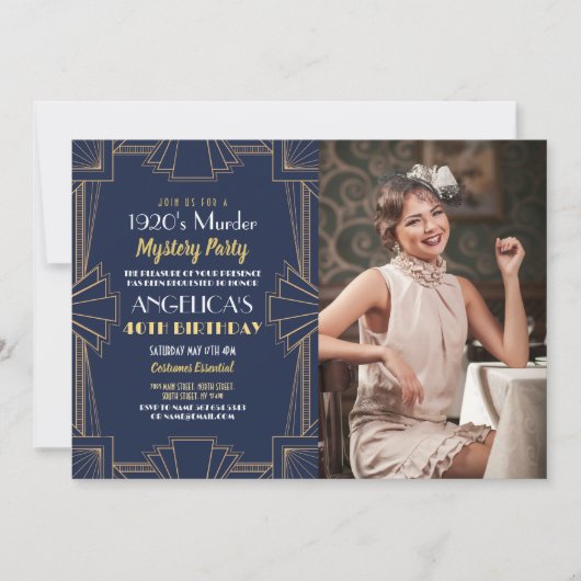1920年代 ミステリー・バースデー・ダイニング・パーティーの写真 招待状 (正面)