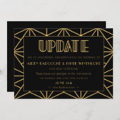 1920年代 ヴィンテージ アートデコ 延期結婚式の最新情報 招待状 (正面/裏面)