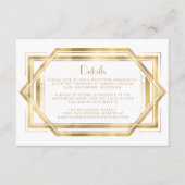 1920年代 ヴィンテージ デコ ホワイト ゴールド ウェディング 詳細 エンクロージャーカード (正面)