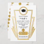1920年代 卒業パーティー アートデコ 招待状 ガツビー ゴールド (正面/裏面)